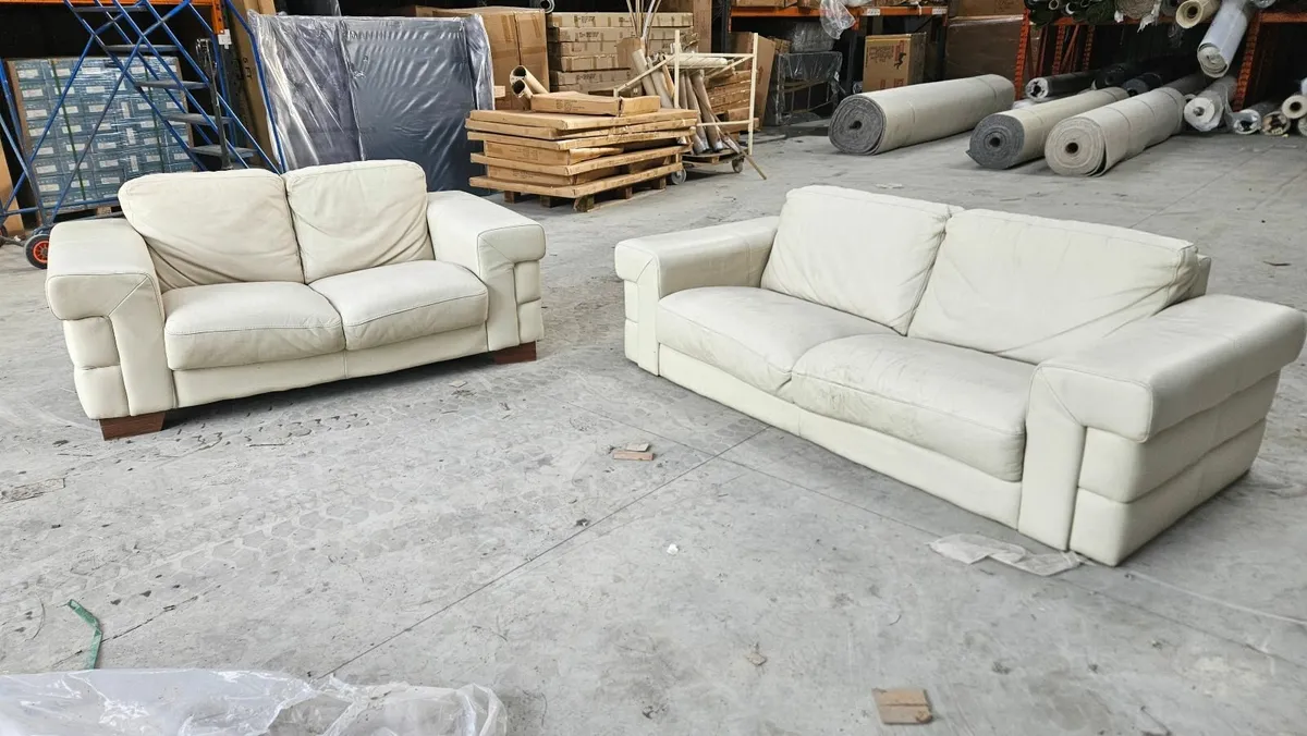 Used 3 plus 2 cream leather. - Image 1