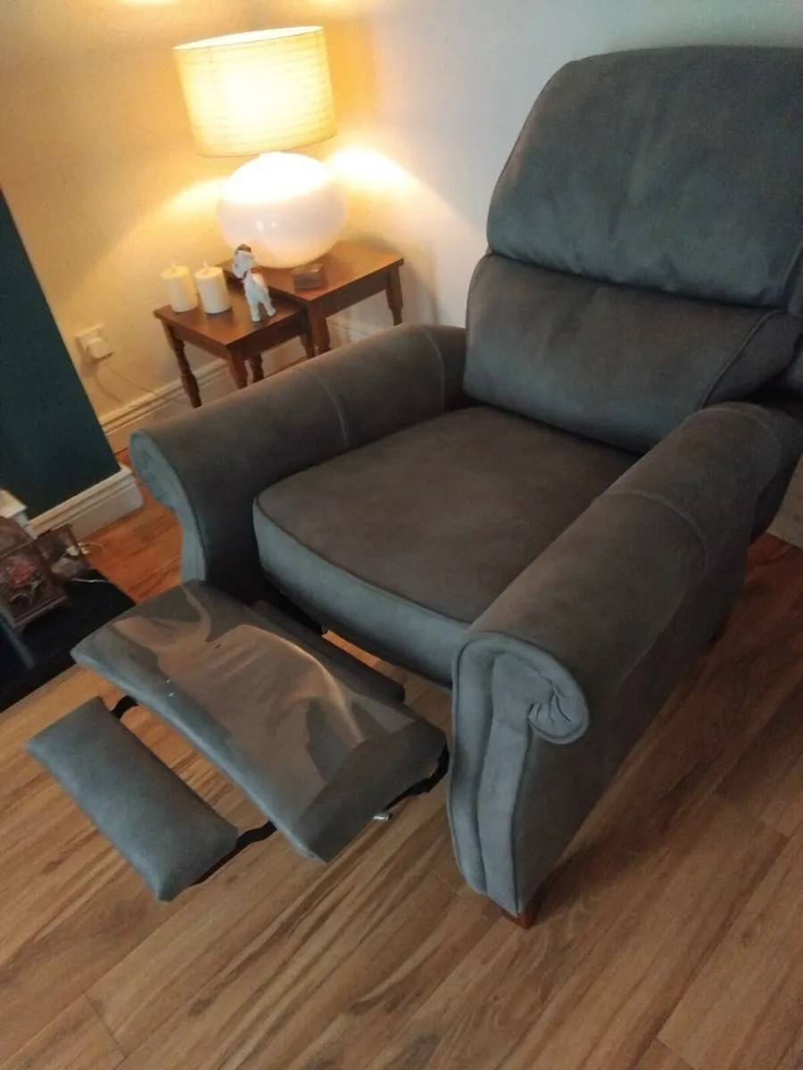 Grey Faux Suede Recliner Armchair - Image 2