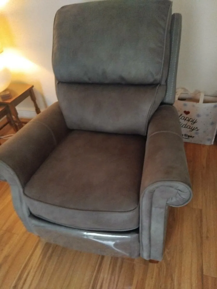 Grey Faux Suede Recliner Armchair - Image 3
