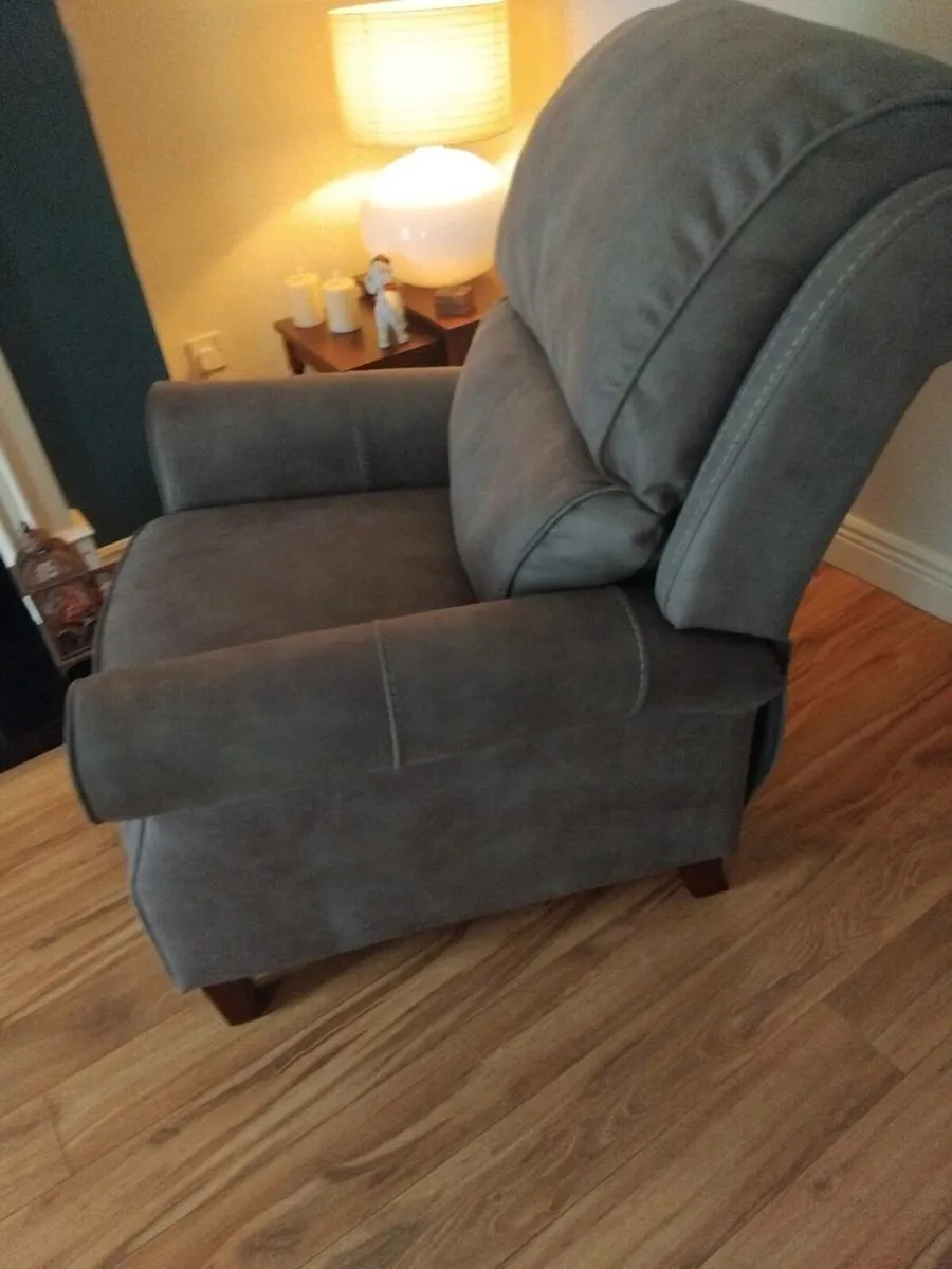 Grey Faux Suede Recliner Armchair - Image 4