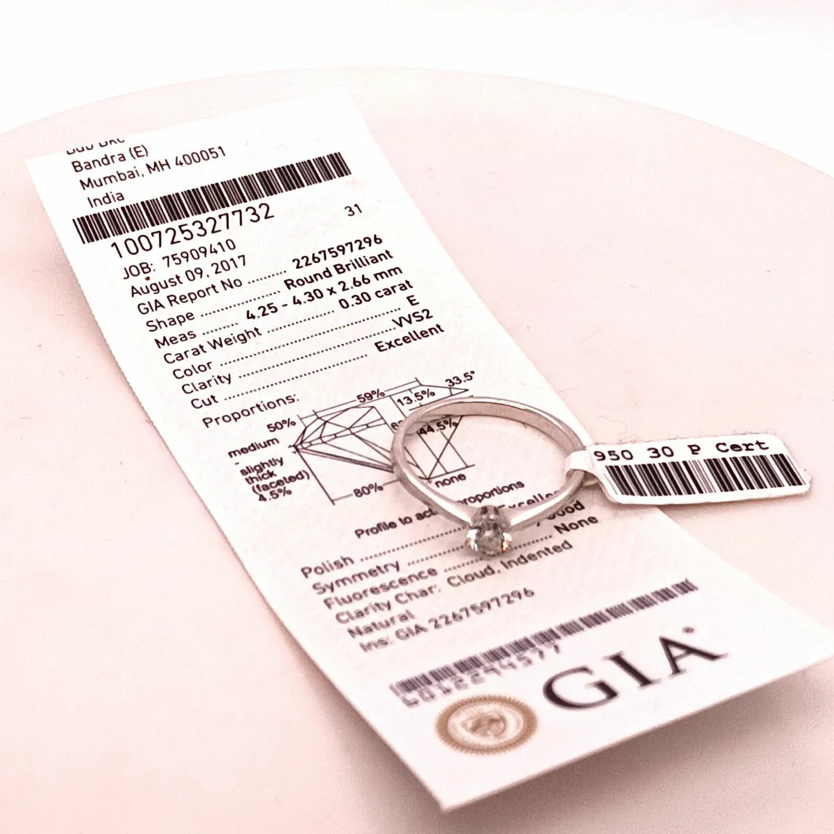 Diamond Solitaire, Platinum Ring with Certificate - Image 2