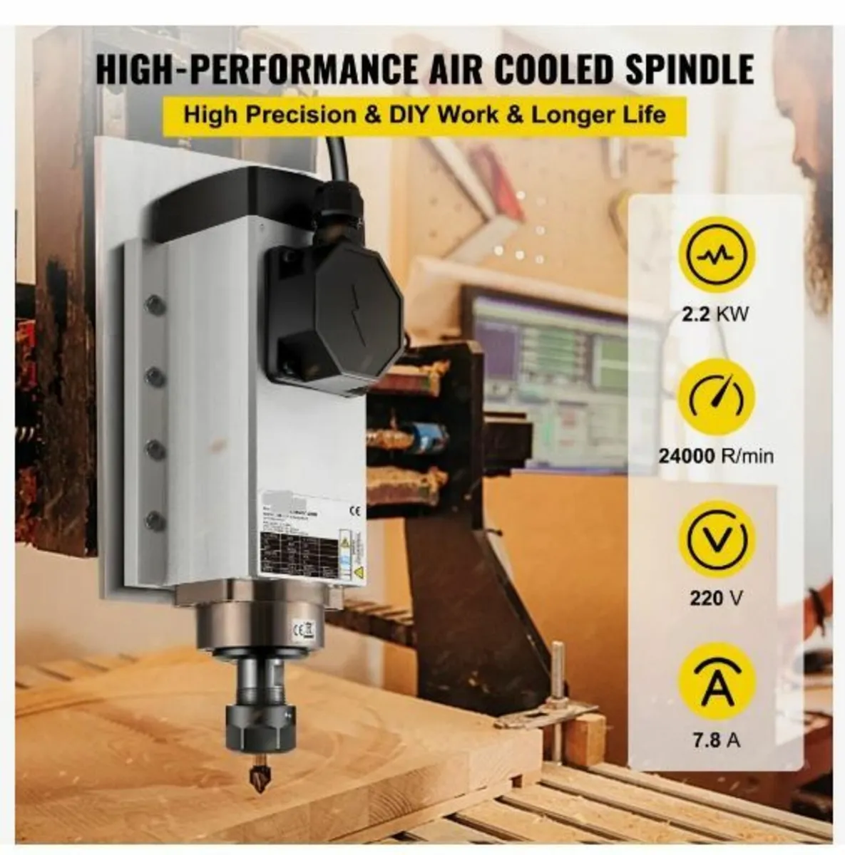 Air Cooled Spindle Motor 2.2KW - Image 2