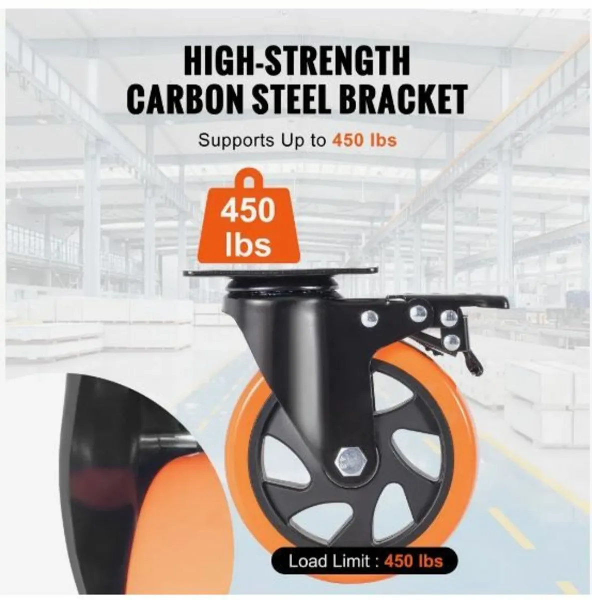 Caster Wheels, 12.7 cm Swivel Plate Casters - Image 4