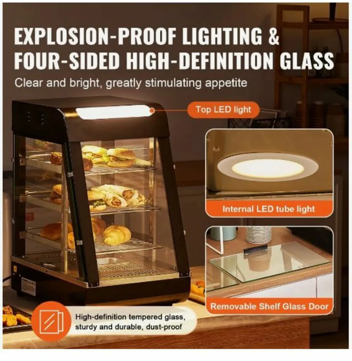 3-Tier Commercial Food Warmer Display, 1000W - Image 3