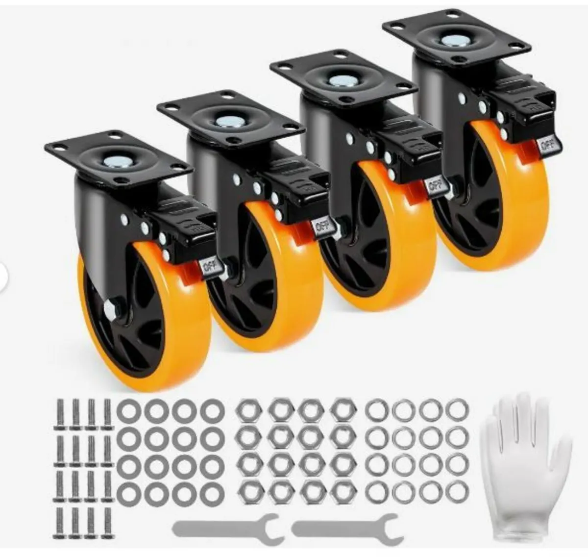 Caster Wheels, 12.7 cm Swivel Plate Casters - Image 1