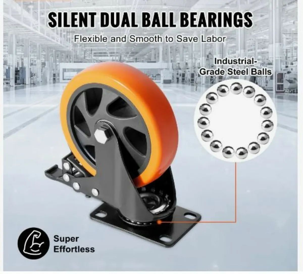 Caster Wheels, 12.7 cm Swivel Plate Casters - Image 2