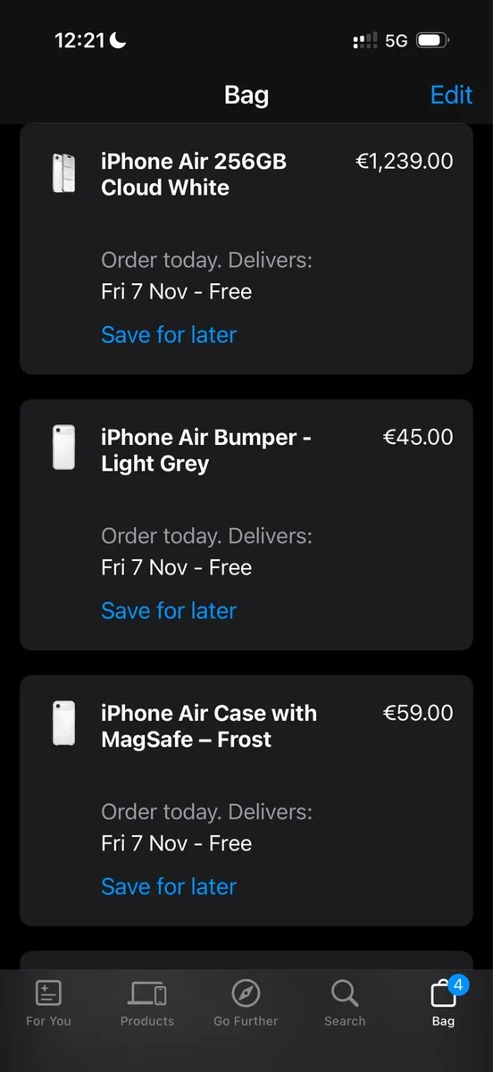 FUll Set: iPhone Air 256GB Cloud White €1458 cost - Image 4
