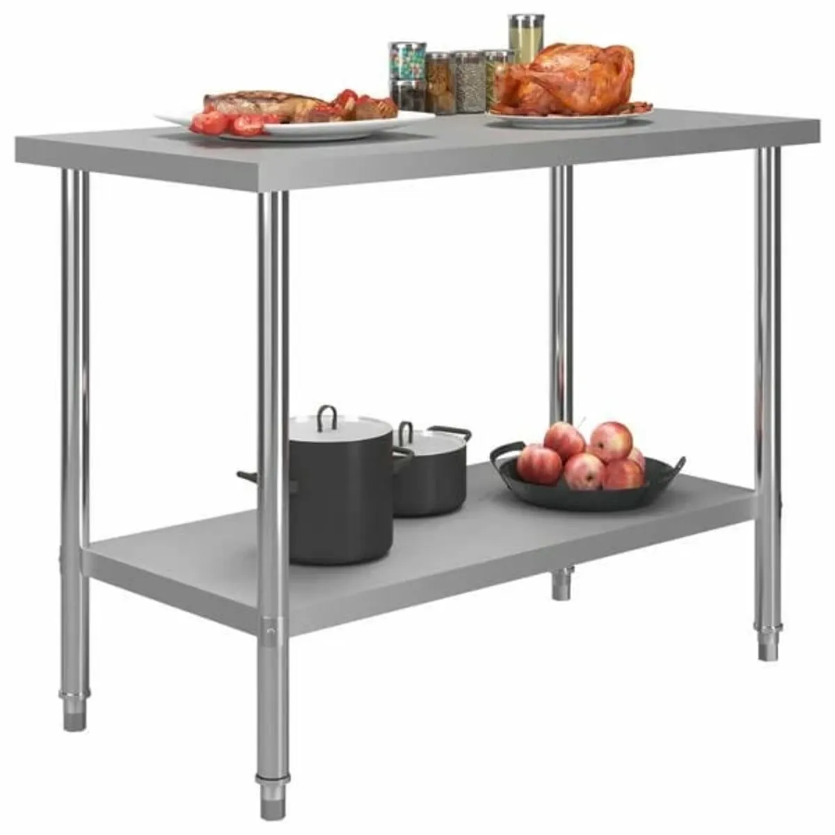 Kitchen Work Table 100x60x85 cm Stainless Steel - Image 2