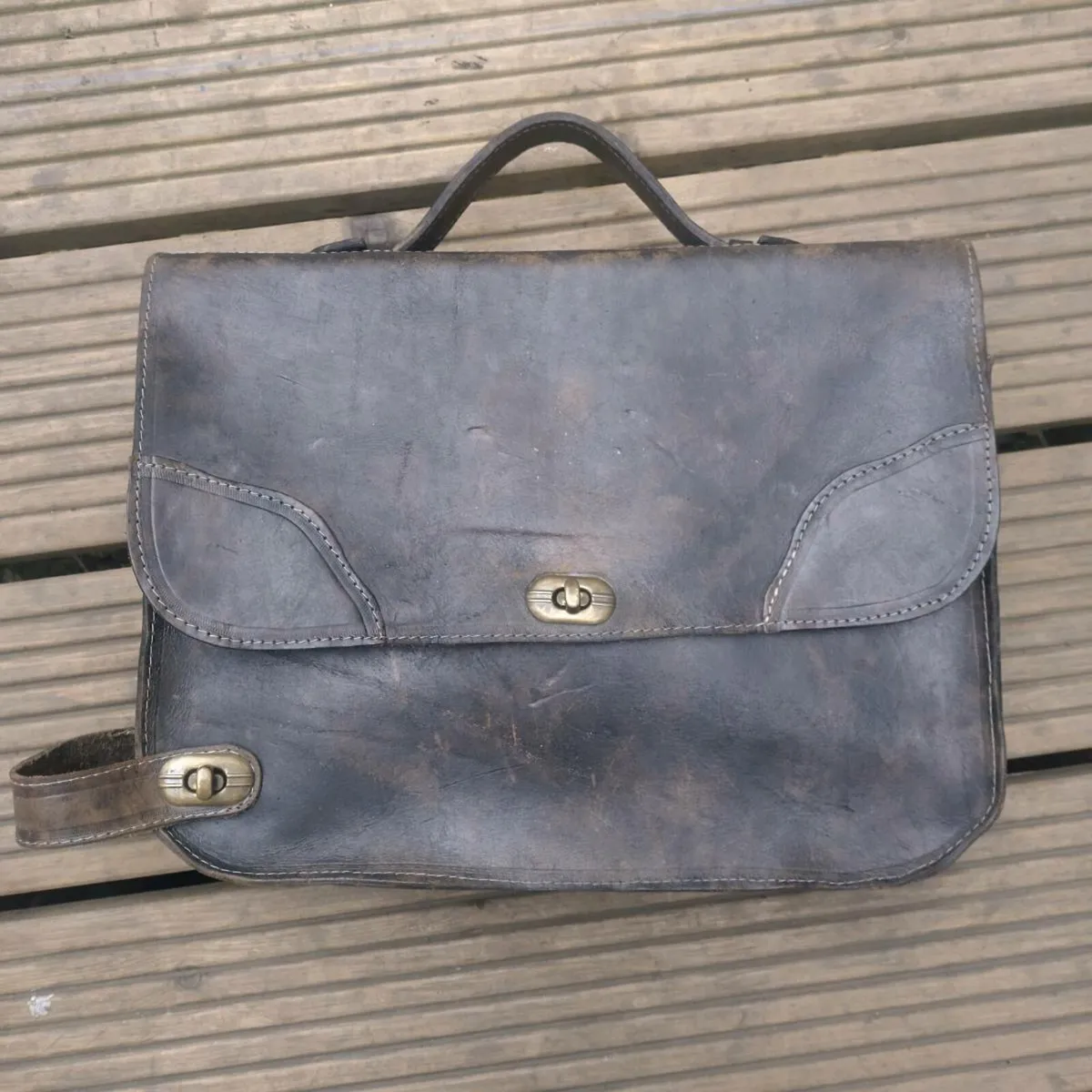 Antique Swiss Leather bag for bicycle - Image 1