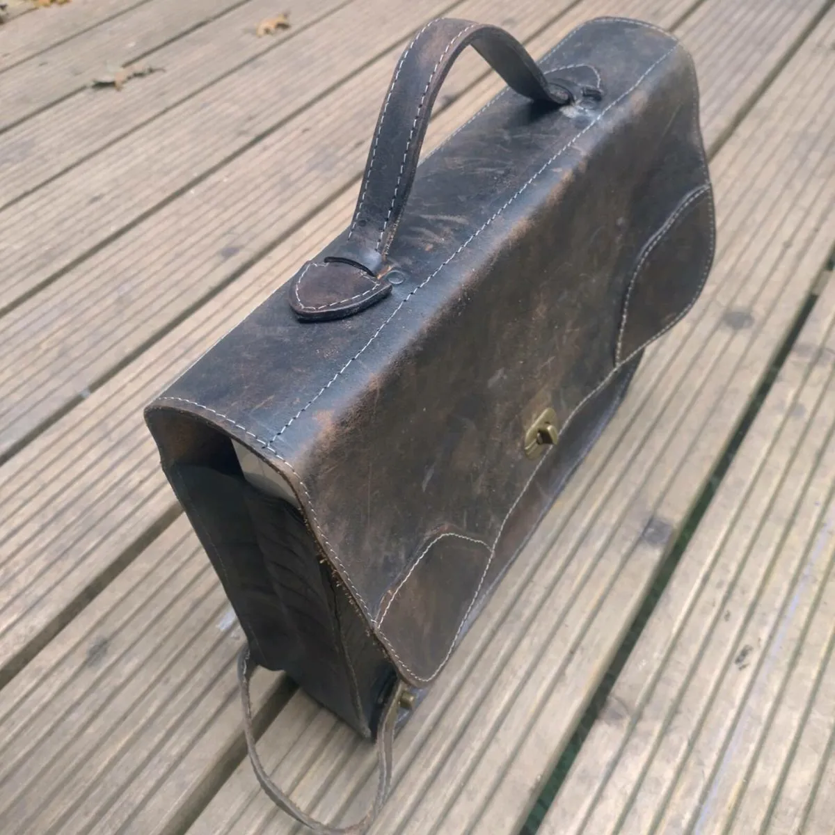 Antique Swiss Leather bag for bicycle - Image 3