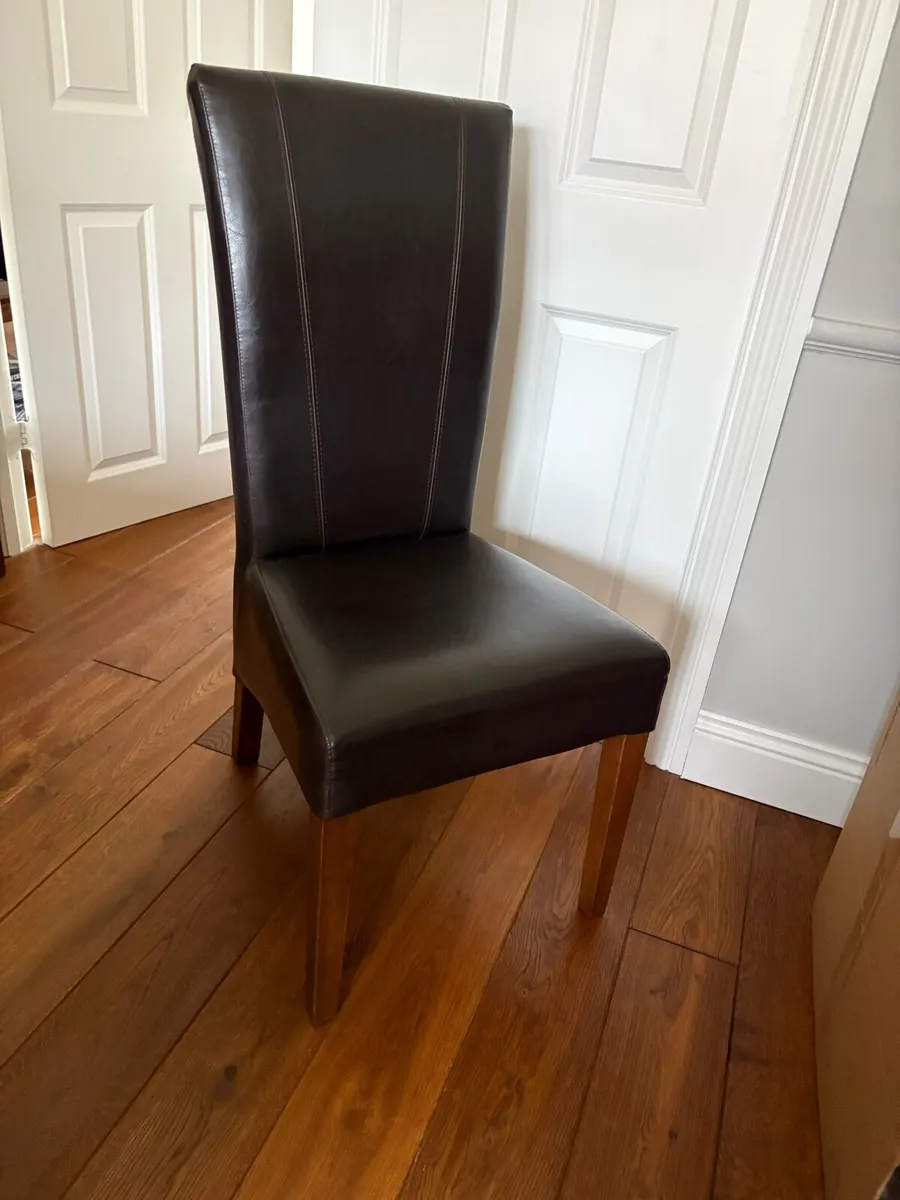 8 Brown Leather Dining room chairs - Image 1