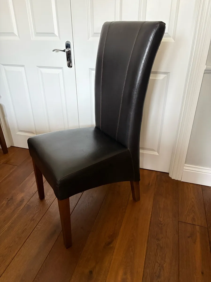 8 Brown Leather Dining room chairs - Image 2