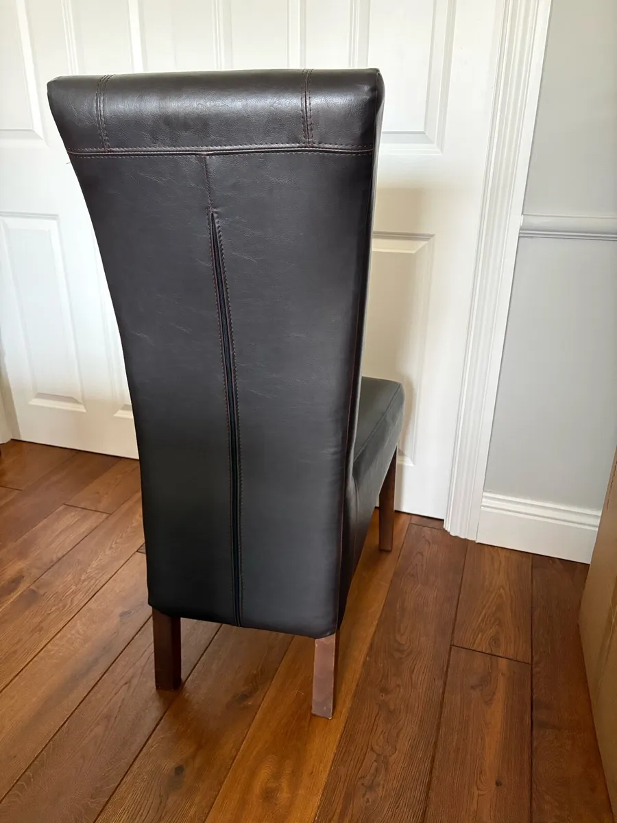 8 Brown Leather Dining room chairs - Image 3