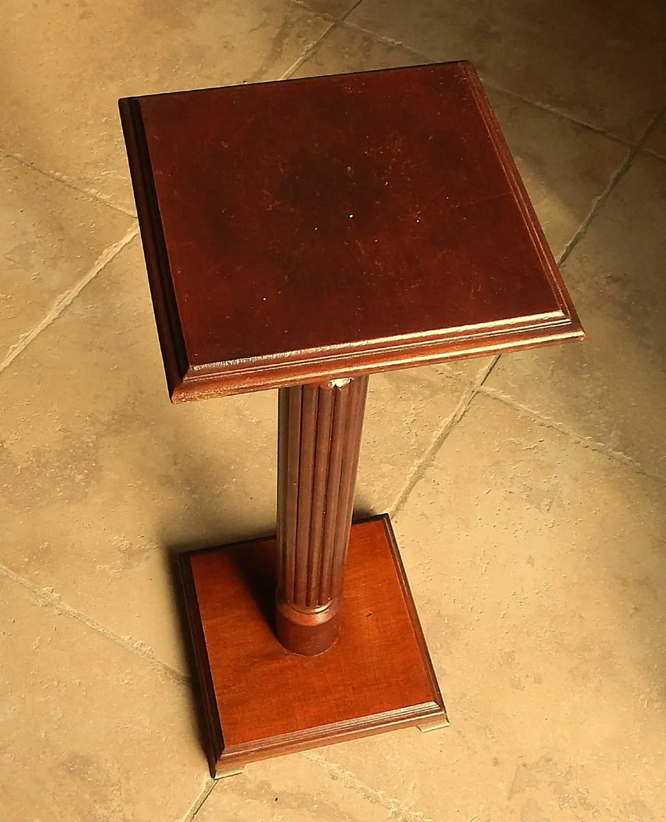 Vintage Mahogany Plant Stand with Brass Feet - Image 2