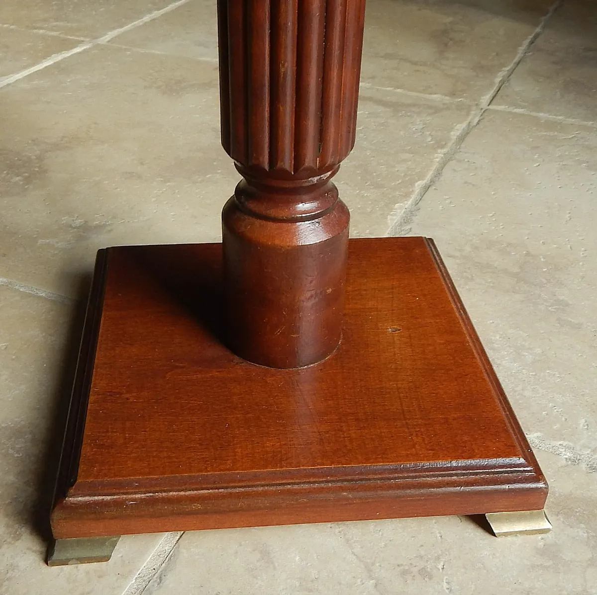 Vintage Mahogany Plant Stand with Brass Feet - Image 4