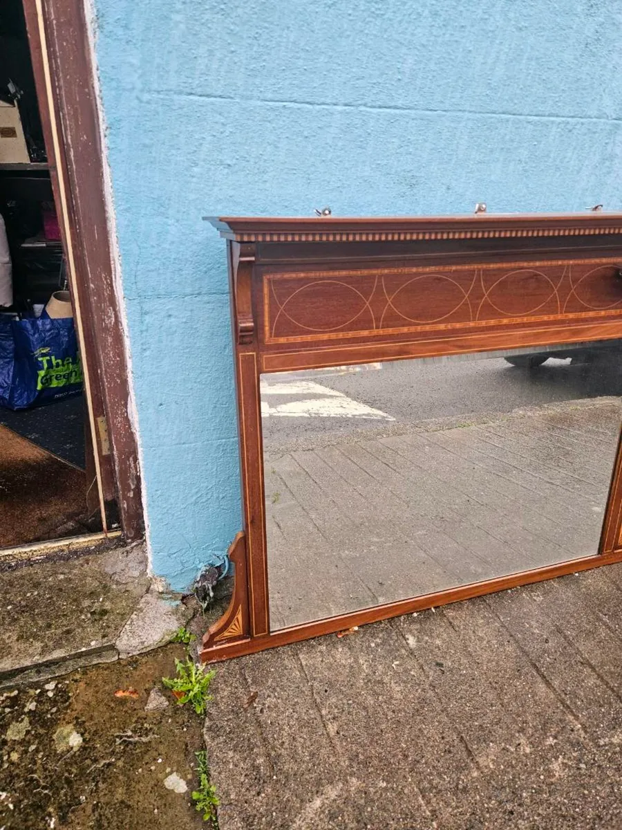 Vintage Antique Overmantle Mirror - Image 3