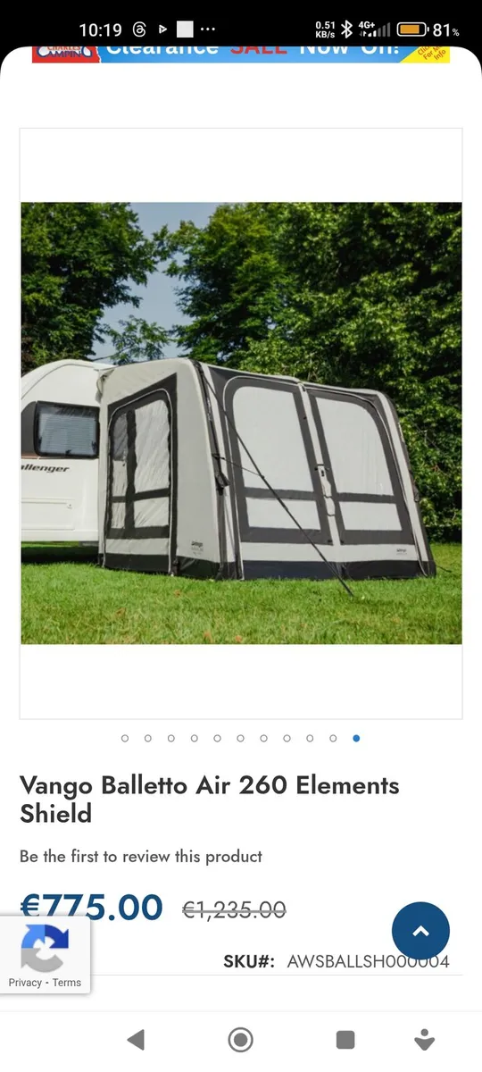 Vango Ballet 260 Airbeam Caravan Awning - Image 1