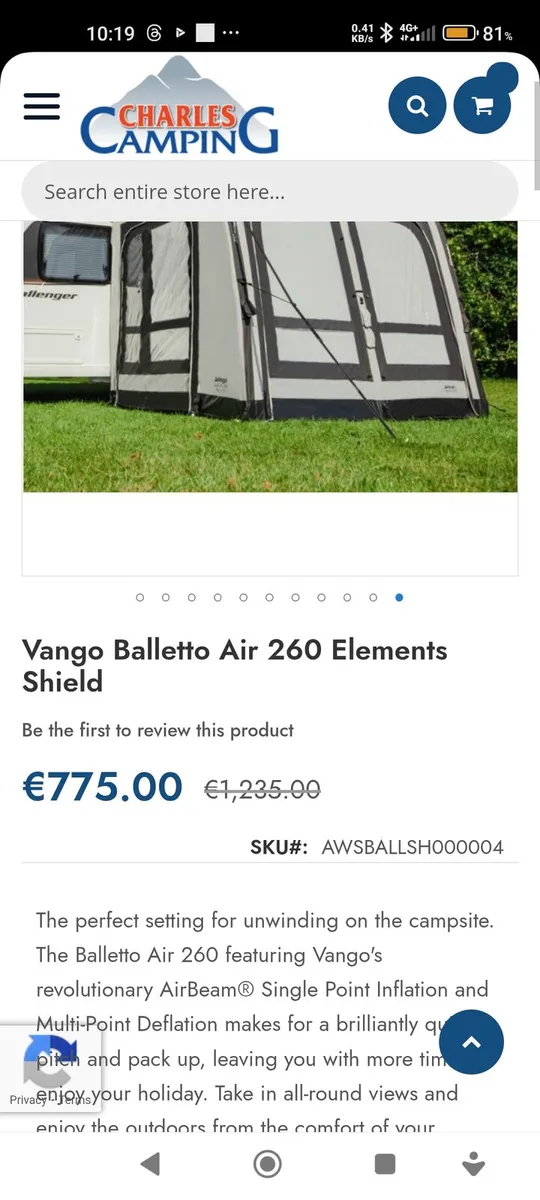 Vango Ballet 260 Airbeam Caravan Awning - Image 4