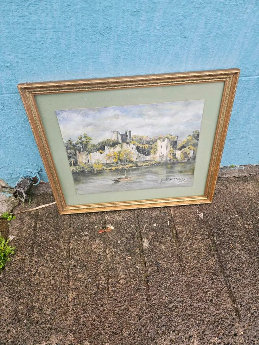 Vintage Antique Picture Oil on Board - Image 1