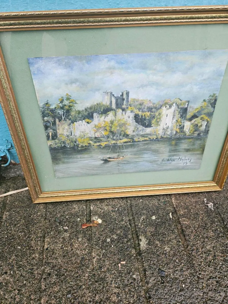 Vintage Antique Picture Oil on Board - Image 2