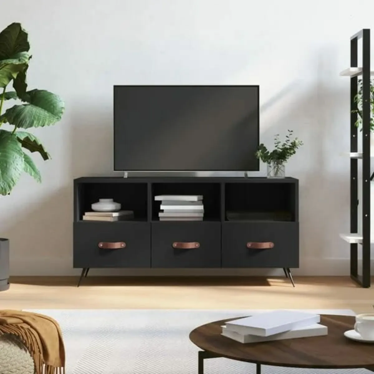 TV Cabinet Black 102x36x50 cm Engineered Wood - Image 2