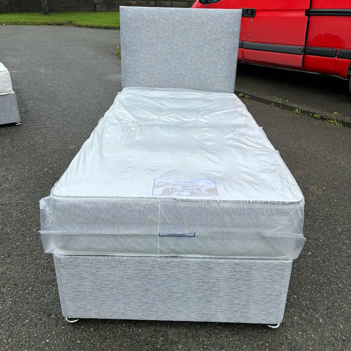 New Grey Single bed with Mattress - Image 3