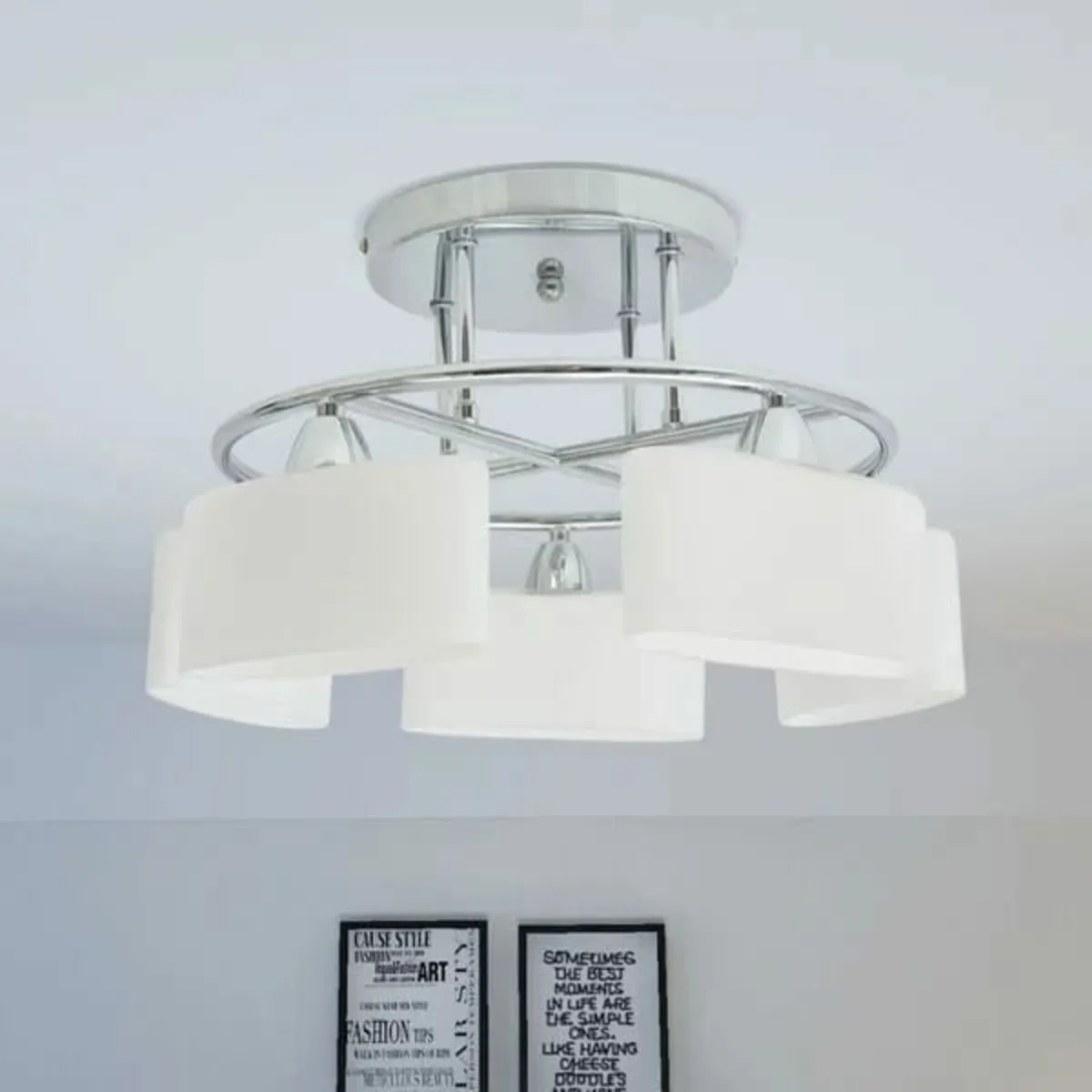 Ceiling Lamp with Ellipsoid Glass Shades for 5 E14 - Image 2