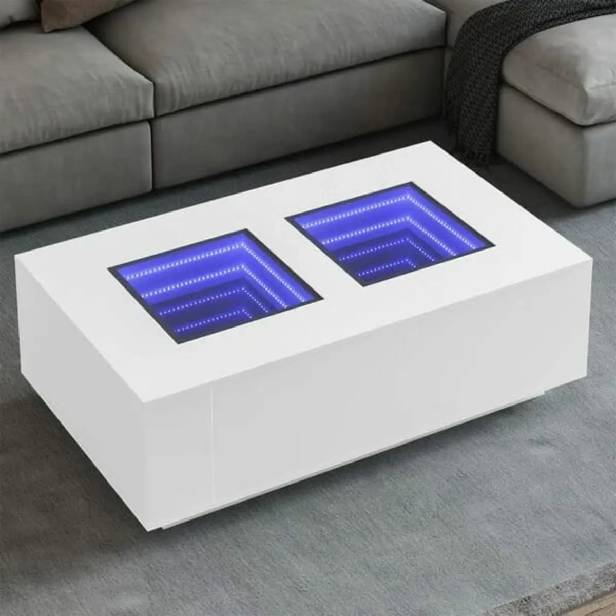 Coffee Table with Infinity LED White 116x69x40 cm - Image 1