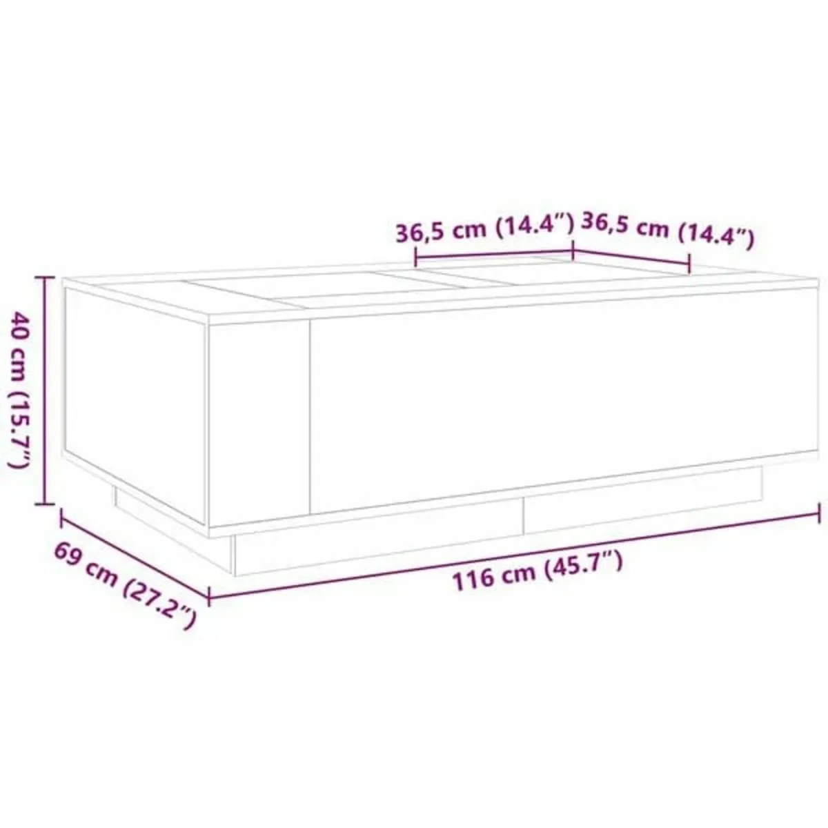 Coffee Table with Infinity LED White 116x69x40 cm - Image 4