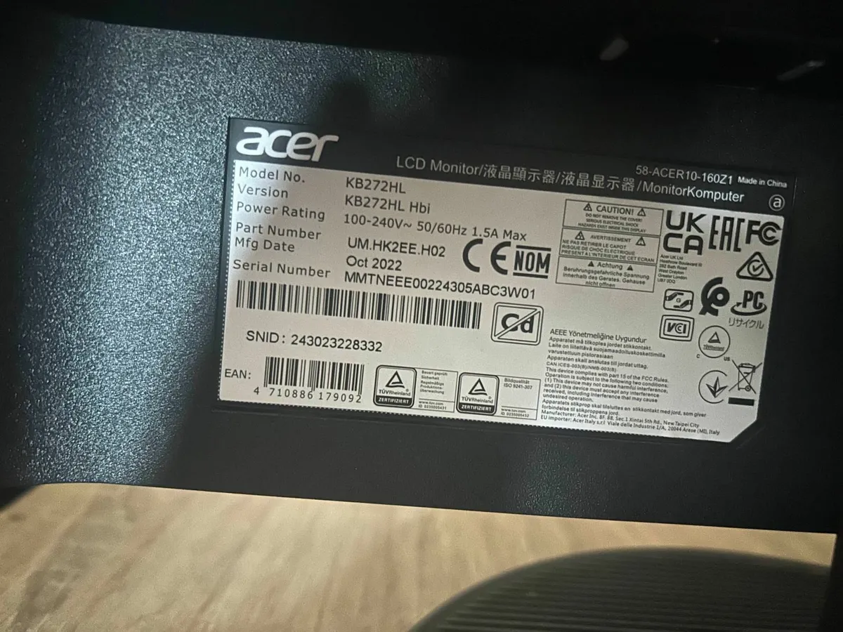 Acer KB272HL Monitor - Image 4