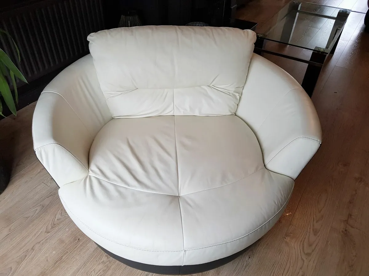 Leather Swivel Chair with Foot Stool - Image 3
