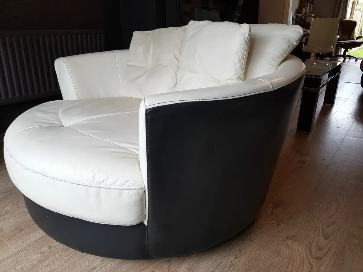 Leather Swivel Chair with Foot Stool - Image 4