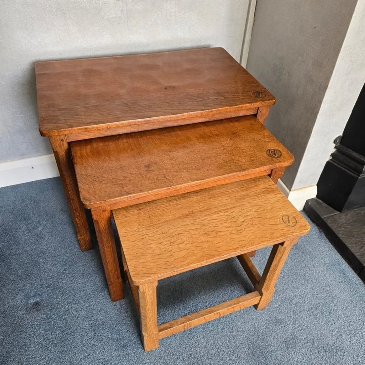 Nest of Oak Stacking Tables - Image 1