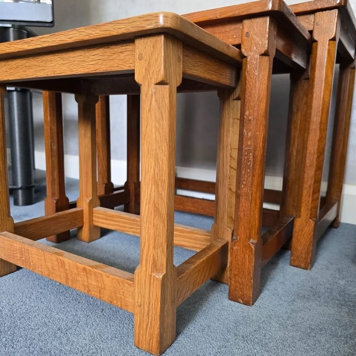 Nest of Oak Stacking Tables - Image 2