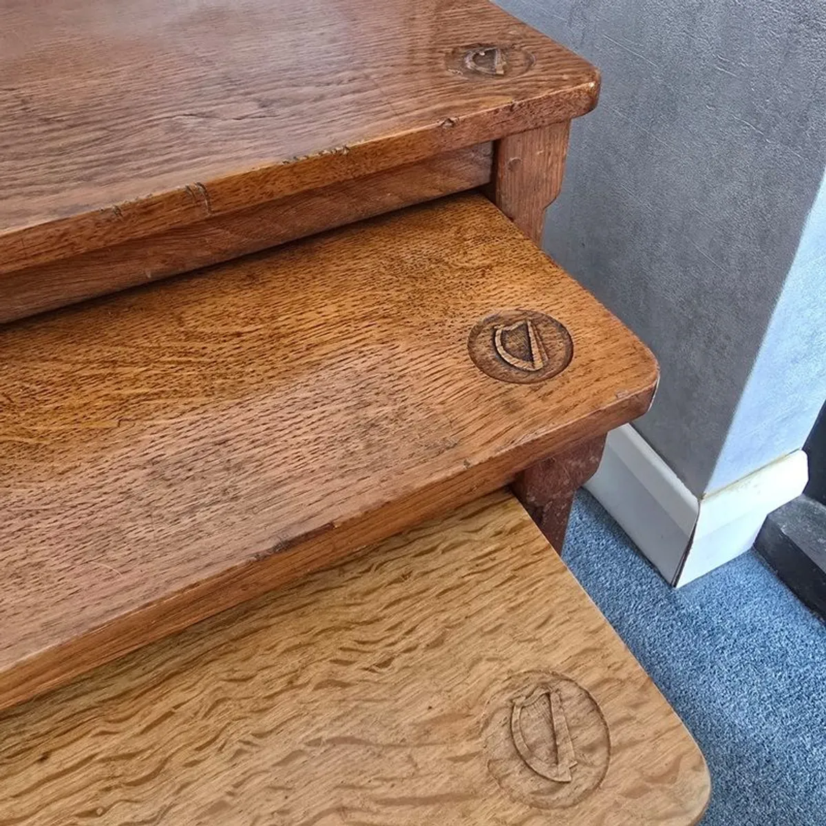 Nest of Oak Stacking Tables - Image 4