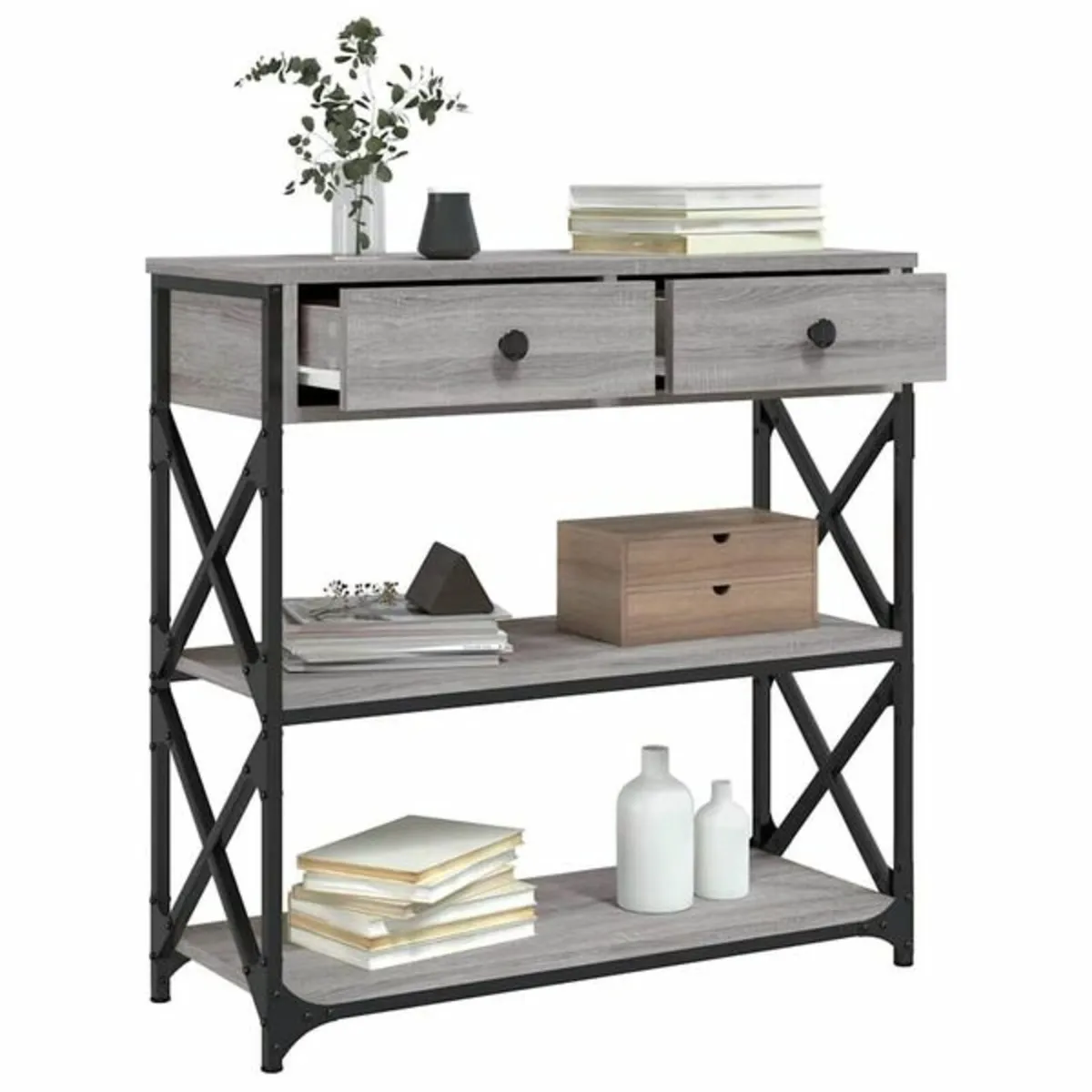 Console Table Grey Sonoma 75x28x75 cm Engineered W - Image 3