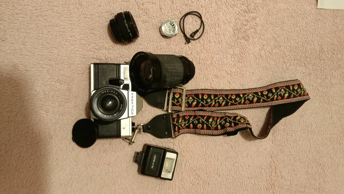 Praktica Camera with Lenses and Tripod - Image 1
