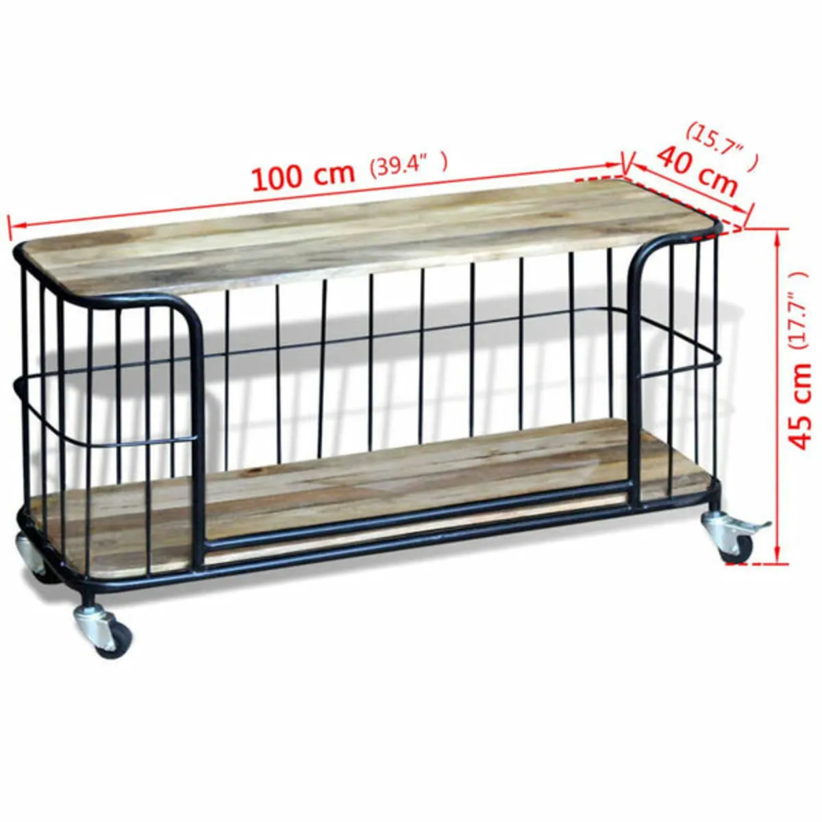 TV Cabinet Solid Mango Wood 100x40x45 cm - Image 3