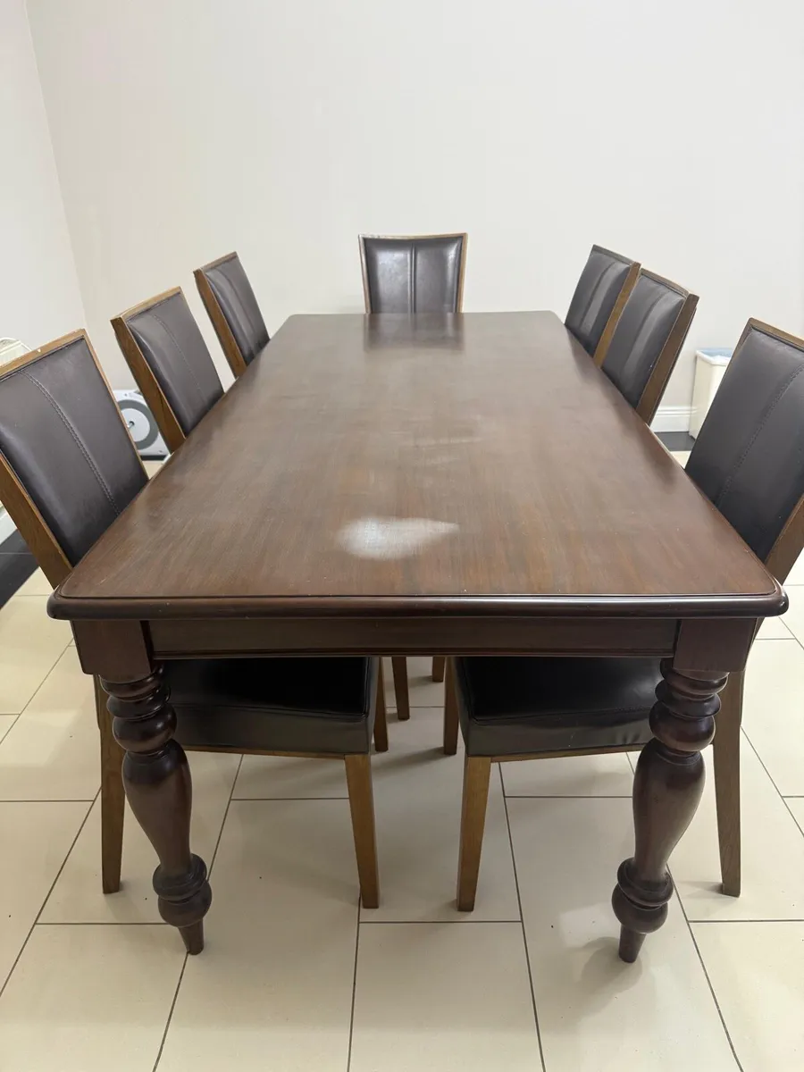 Large Kitchen Dining Table |  6 Leather chairs - Image 1