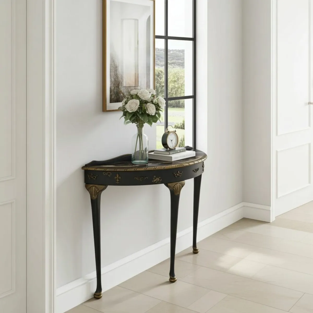 Aurora Luxe Lacquered Demilune Console Table - Image 2