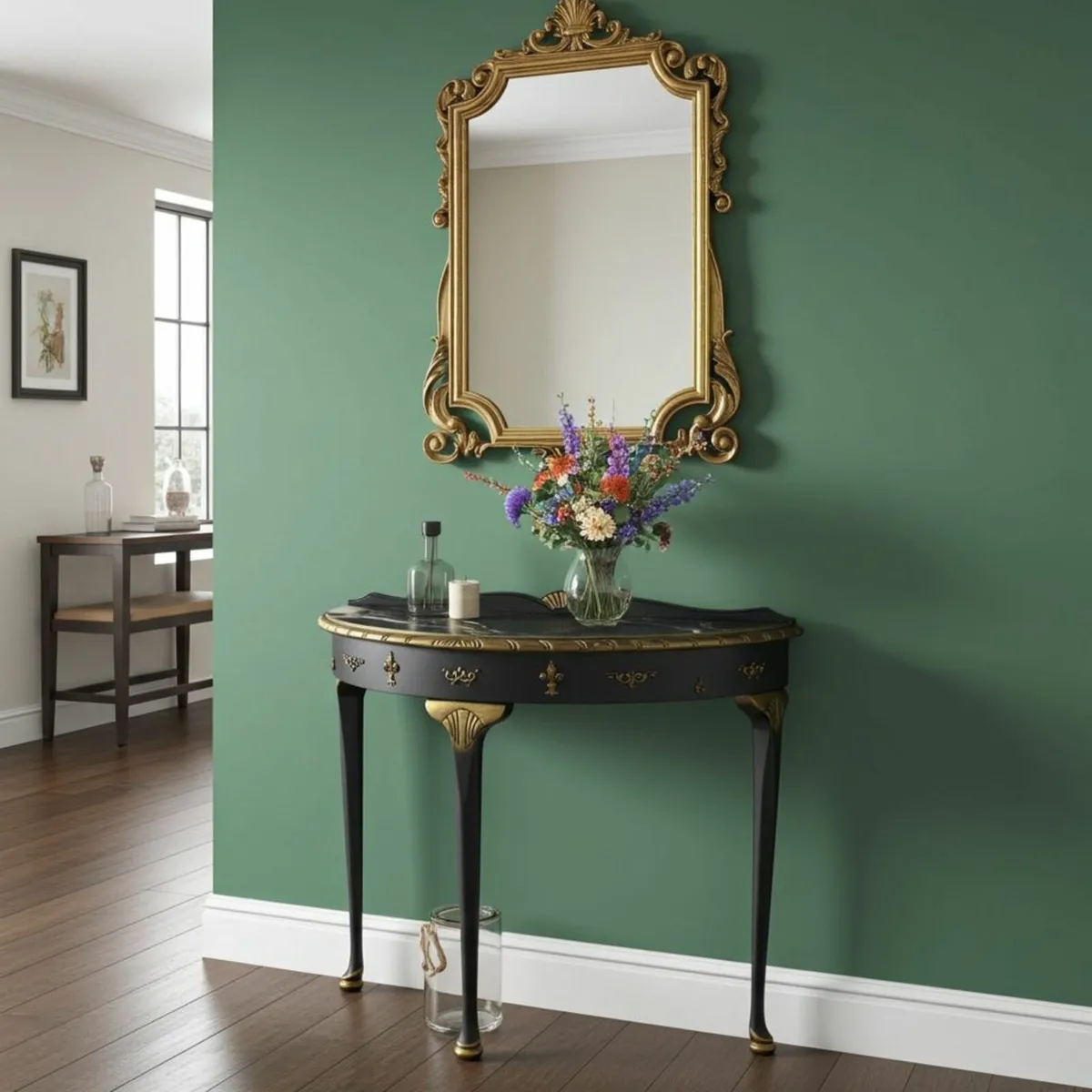 Aurora Luxe Lacquered Demilune Console Table - Image 1