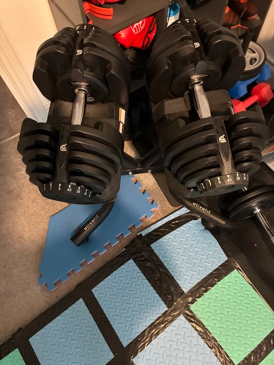 Adjustable Dumbbells and stand - Image 3