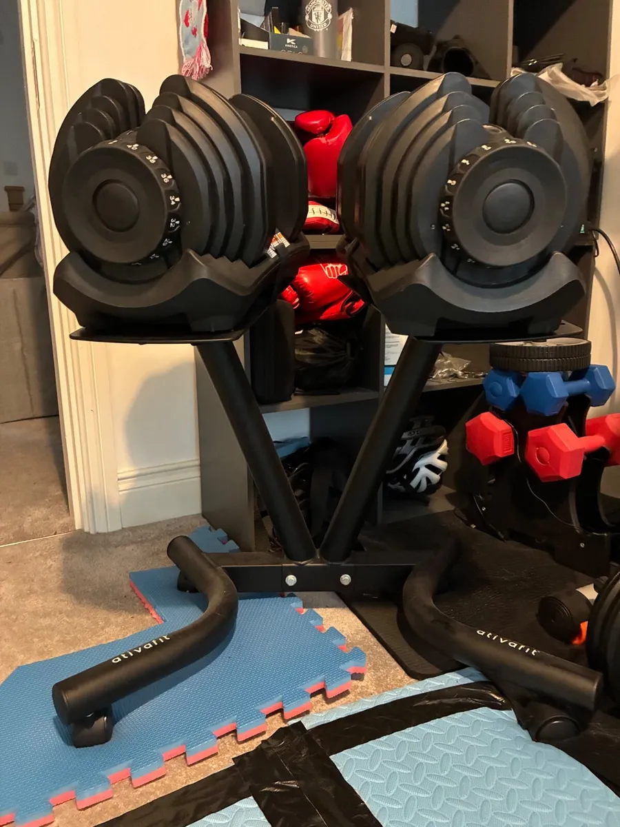 Adjustable Dumbbells and stand - Image 2