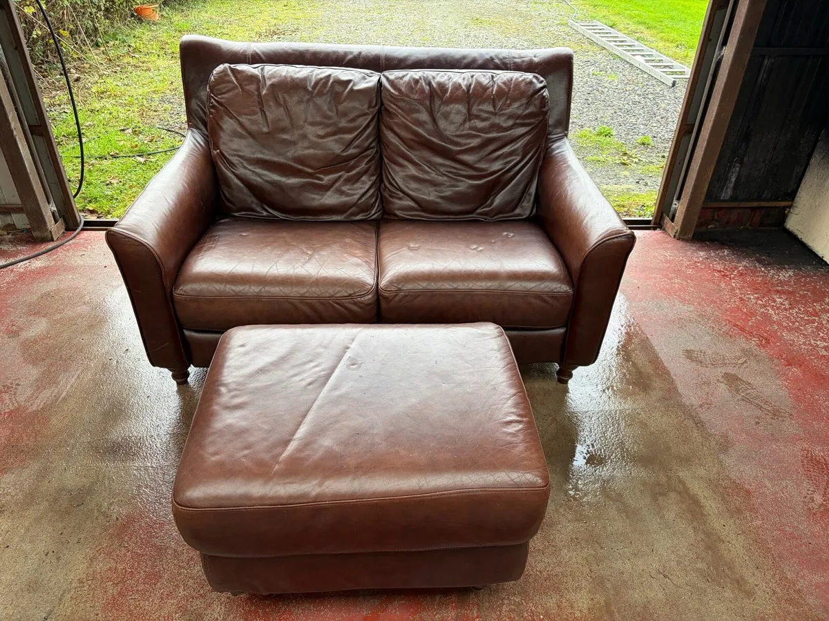 2 SEATER COUCH + FOOT STOOL - Image 1