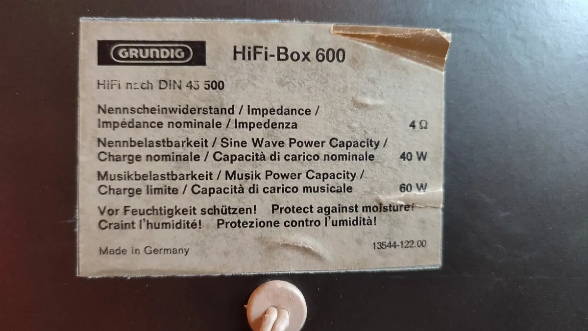 Vintage 3way GRUNDIG BOX 600 bookshelf speakersVGC - Image 4