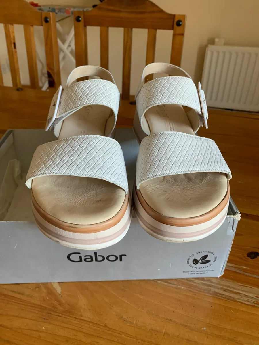 Leather White Gabor Sandals - Image 3