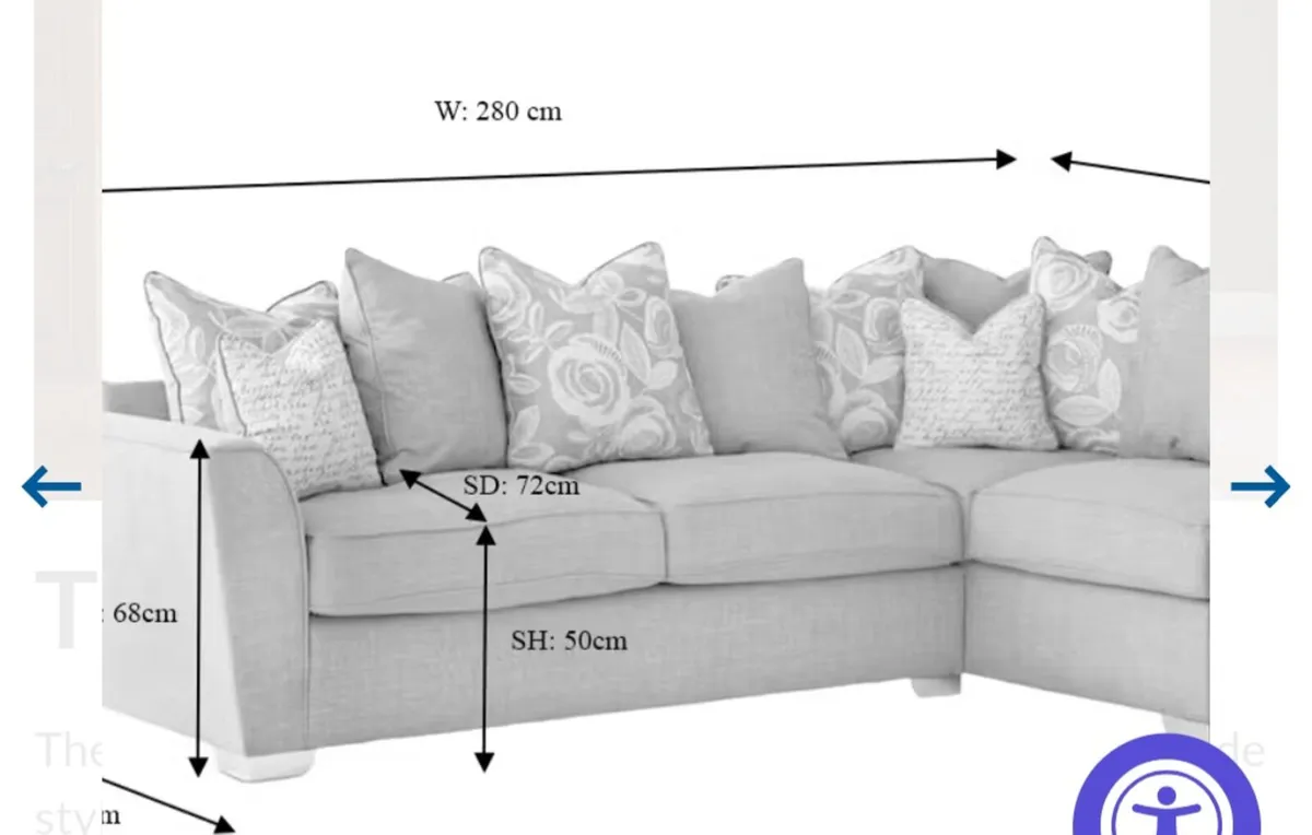 Fantasia Grey Corner Couch - Image 2