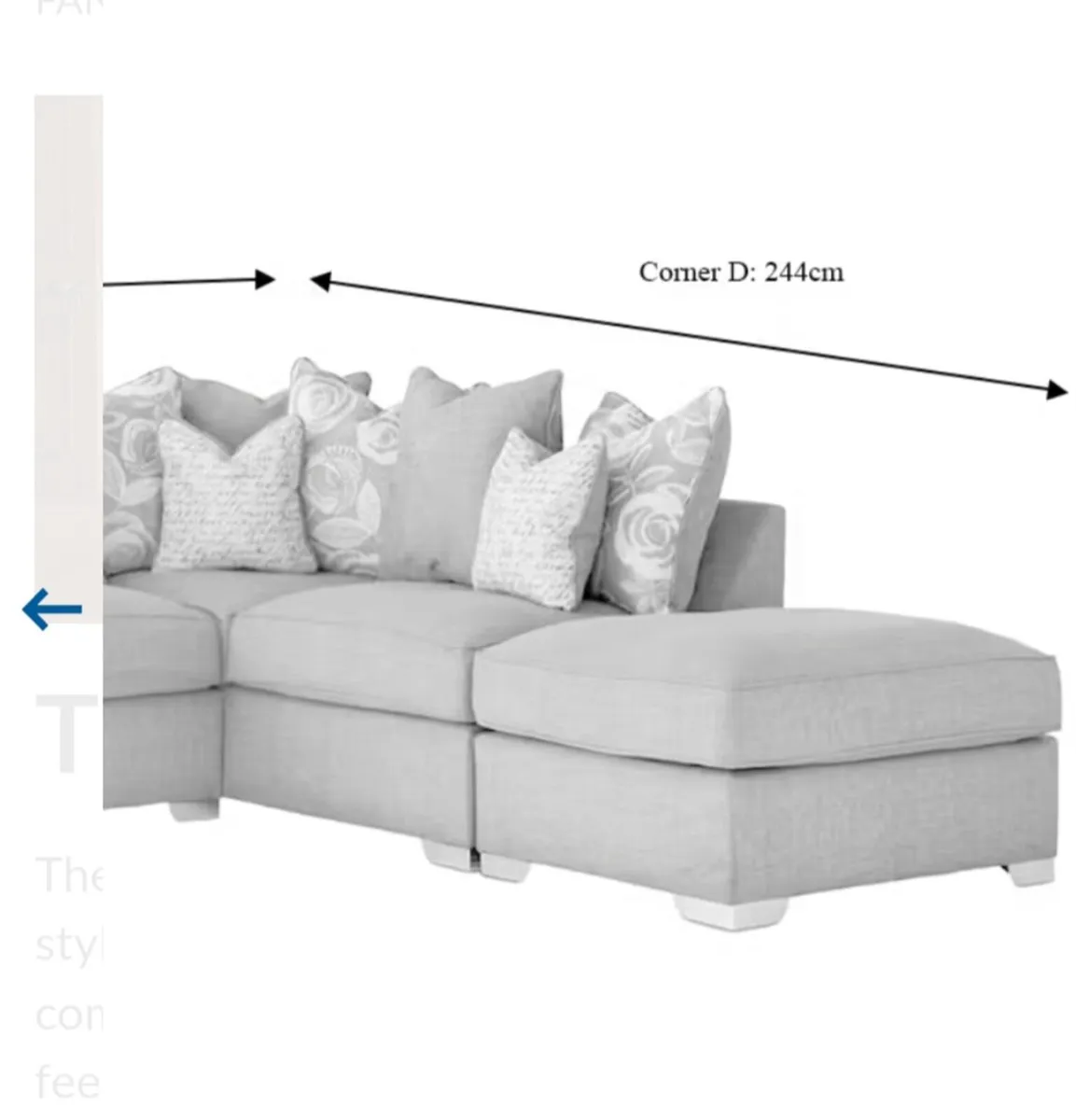 Fantasia Grey Corner Couch - Image 3