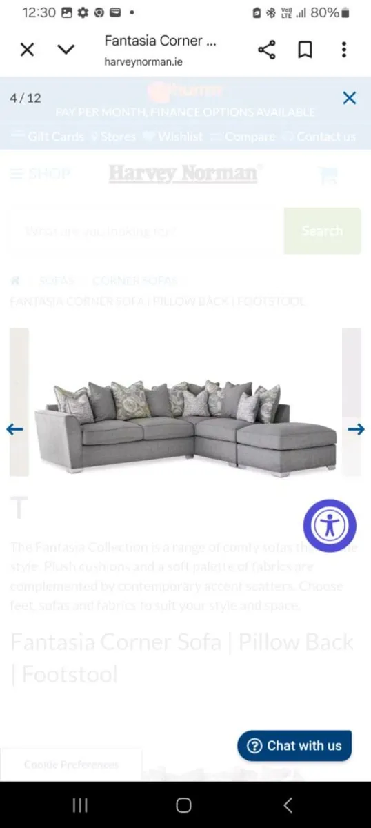 Fantasia Grey Corner Couch - Image 4
