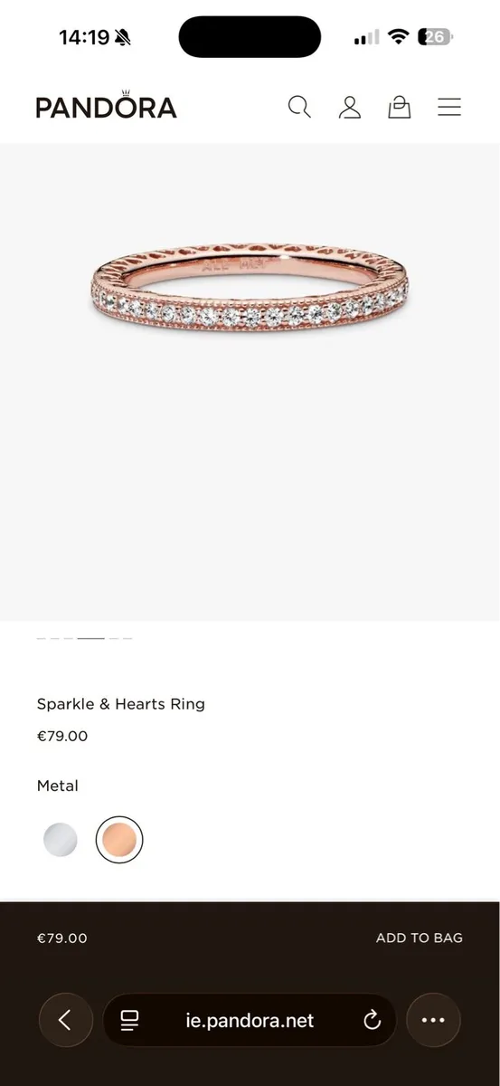 Pandora Sparkle & Hearts Ring size 56 - Image 4